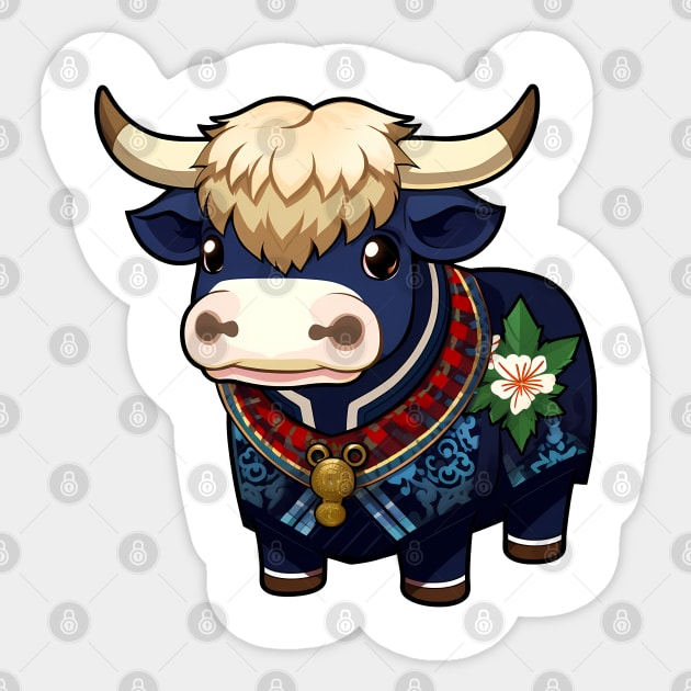 Blue cute cow Sticker by Nosametee